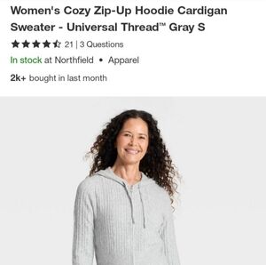 Universal Thread Light Gray Zip-Up Hoodie Sweater